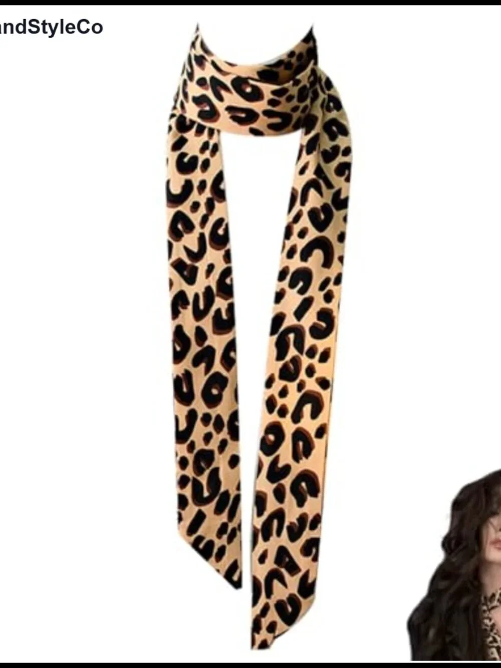 Leopard Print Long Scarf Women Lightweight Satin Tie Belt Scarf